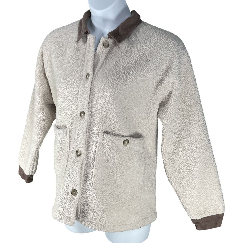 Madewell Womens L Corduroy Trimmed (Re)sourced Sherpa Terry Chore Coat Cozy - Picture 9 of 16